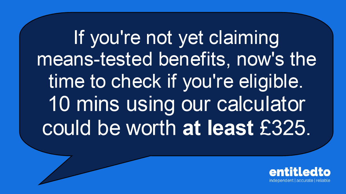 Text bubble with encouraging text to claim benefits