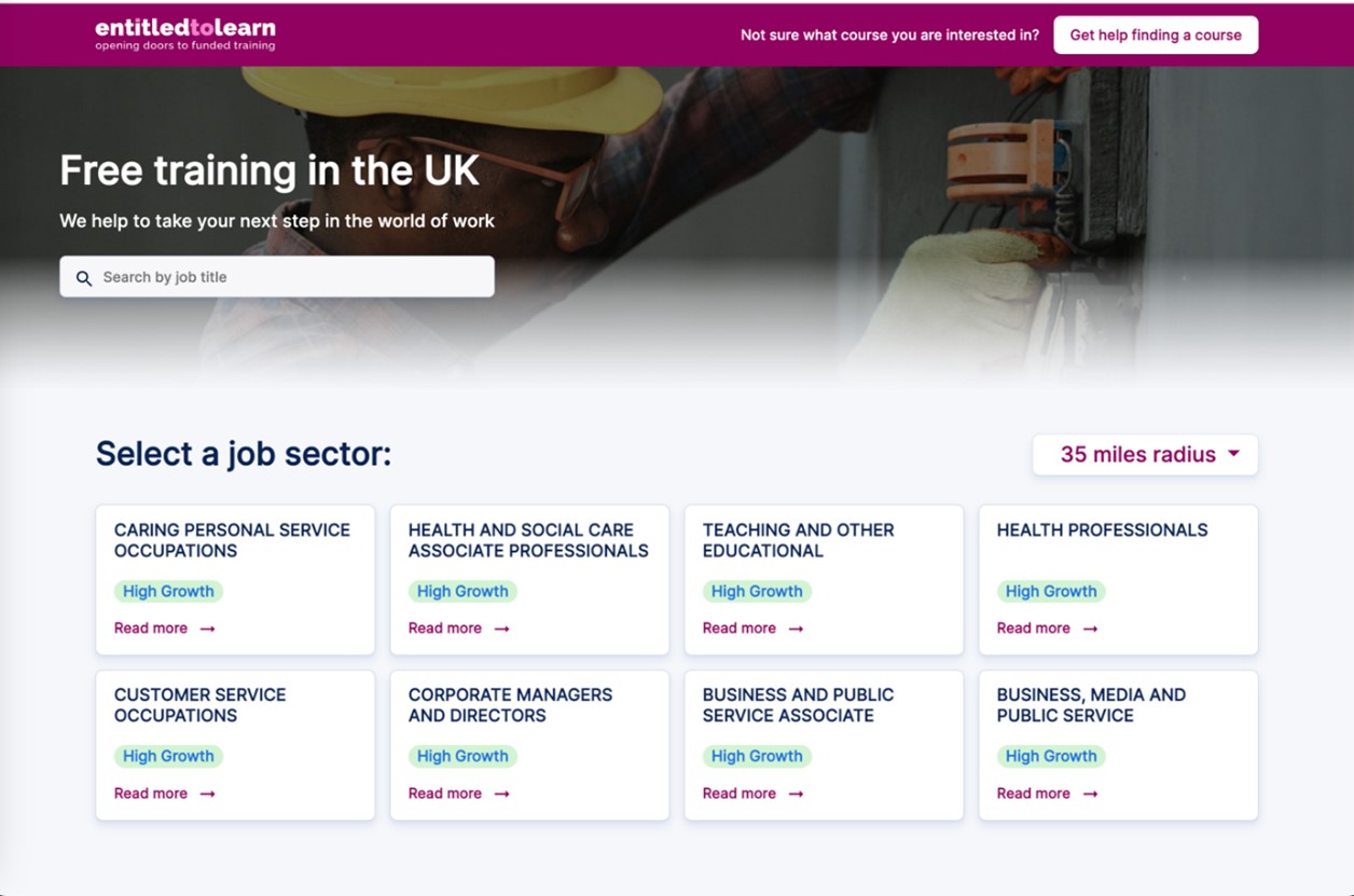 View of the entitledtolearn.co.uk website